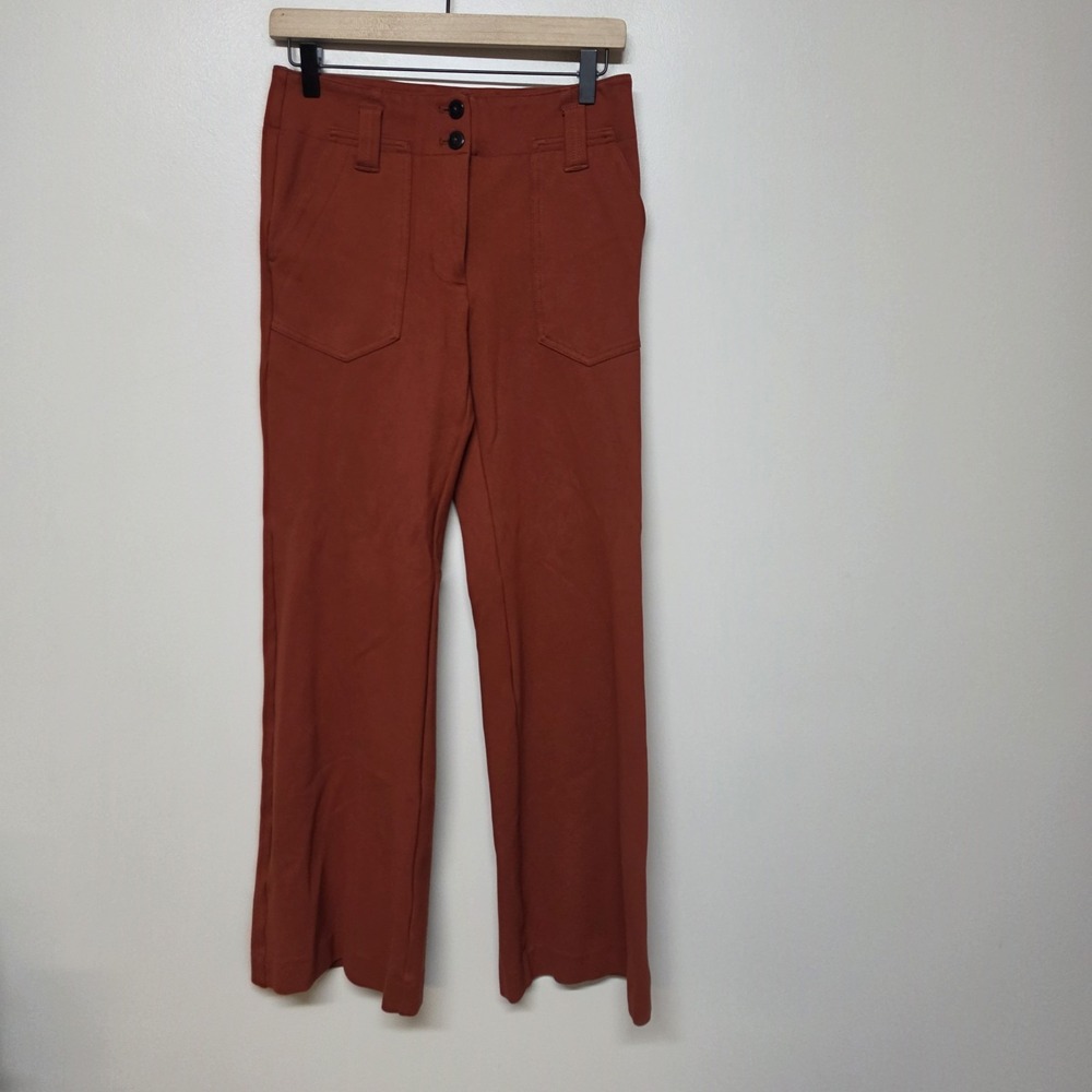 Anthropologie Maeve The Colette Wide Leg Pants‎ Womens 2 Rust Orange High Rise